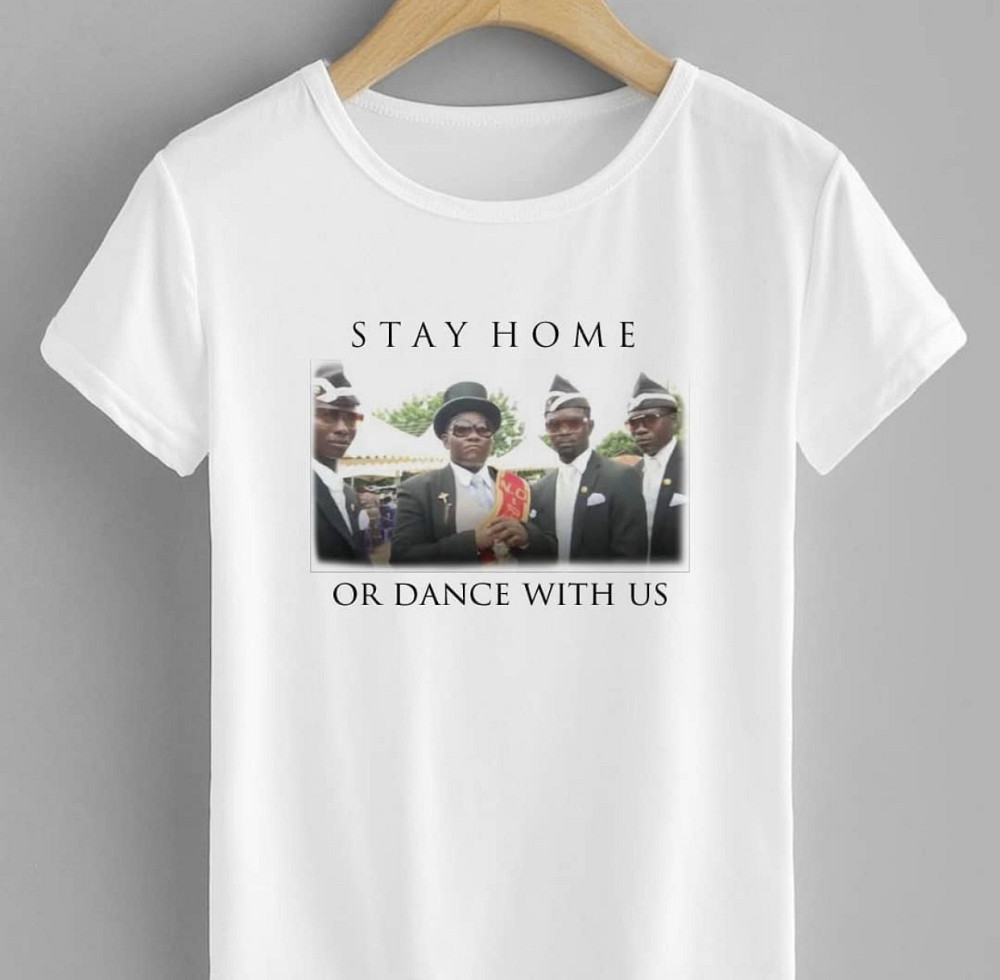 Белая футболка с картинкой STAY HOME OR DANCE WITH US ( Танцующие негры ) Черновцы - изображение 1