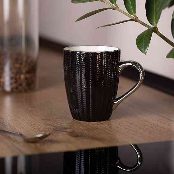 Liling Rongxiang Ceramic Чашка порцелянова 400 (мл) із сріблястим обідком та ручкою для чаю Чор Киев