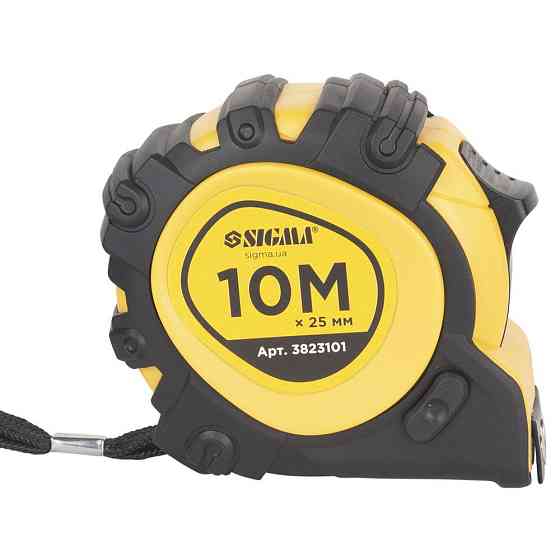 Рулетка магнітна фіксатор + гальмо 10 м×25 мм SIGMA (3823101) Київ