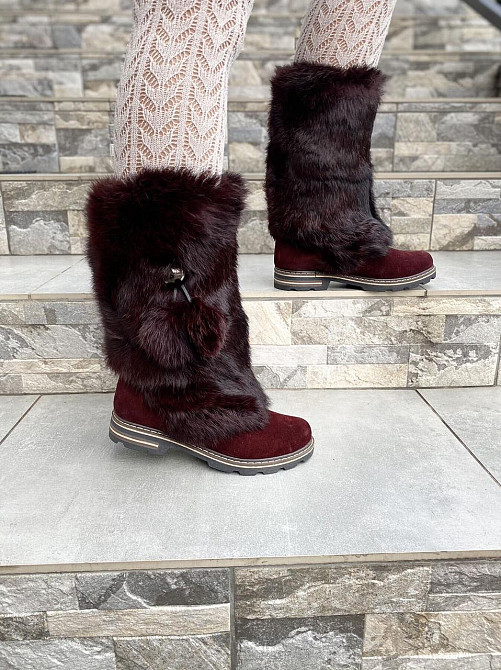 TopS Унти жіночі TopS бордові натуральна замша хутро зима (АР-65) Коломыя - изображение 8