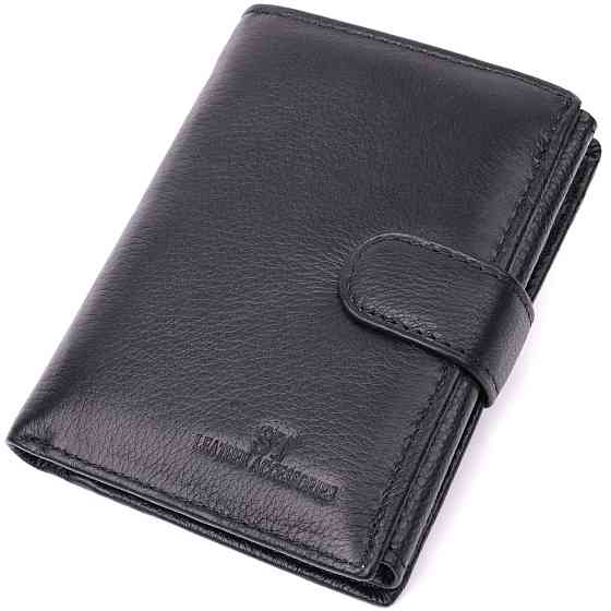 Мужской вертикальный кожаный бумажник, черный (ST Leather) Киев