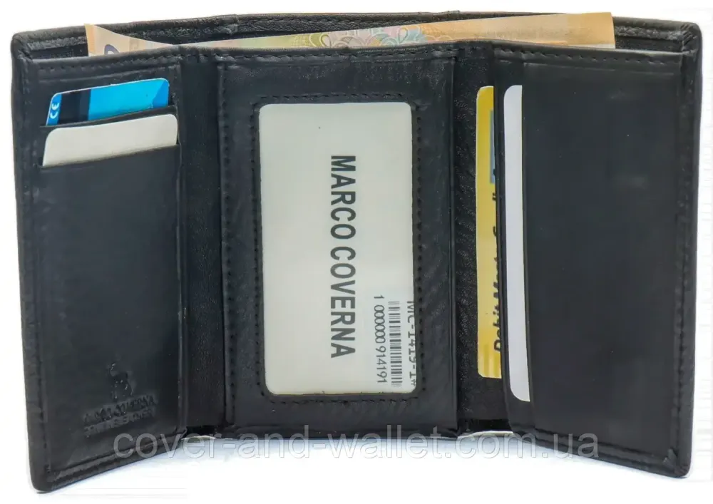 Компактный женский кошелек на магнитах в три сложения Marco Coverna MC-1419 Черный Киев - изображение 6