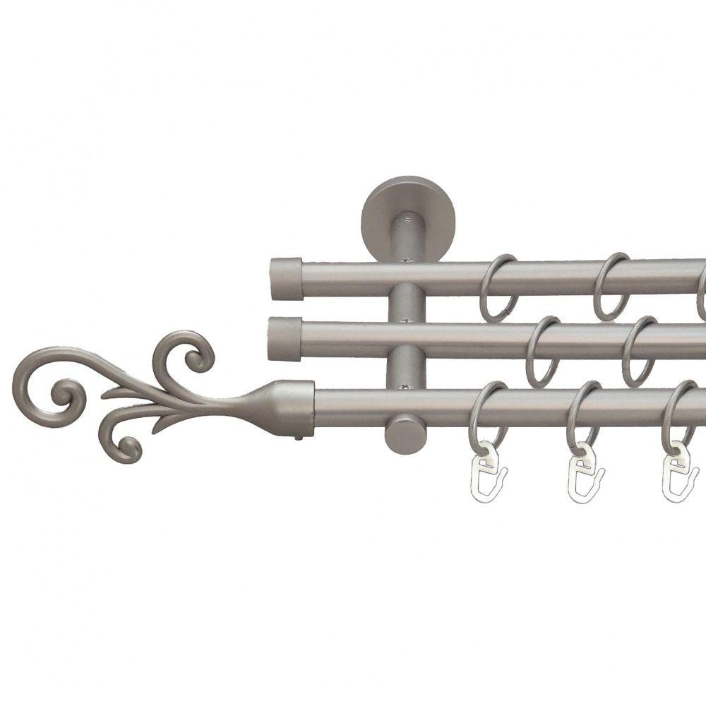 Карниз Orvit Фала металевий трирядний циліндр (20 см) гладка труба кільце металеве Сатин 16\16\16 мм 160 см (6099575) Львів - фото 1