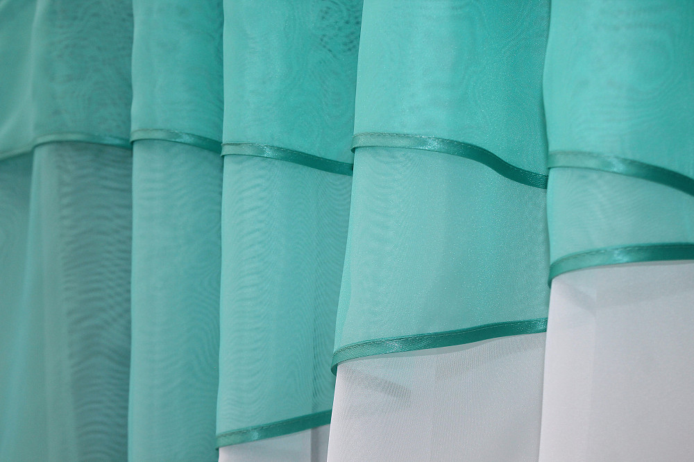 Кухонные шторы VR-Textil № 091к с ламбрекеном и подвязками бирюзовый с белым 270х170 см (52-0777) Киев - изображение 4