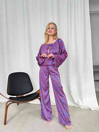 Женский шелковый костюм Синий S Харьков