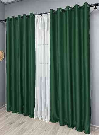 Комплект штор на люверсах VR-Textil Bagema Rvs № 1475ш Зеленый 150х250 см 2 шт (37-0254) Киев