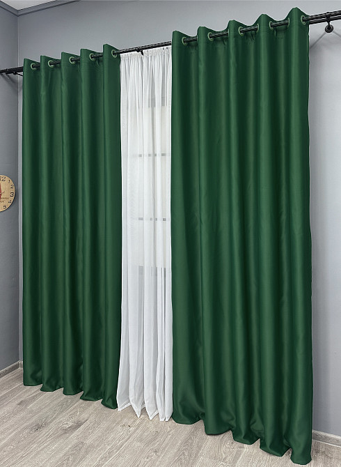 Комплект штор на люверсах VR-Textil Bagema Rvs № 1475ш Зеленый 150х250 см 2 шт (37-0254) Киев - изображение 4