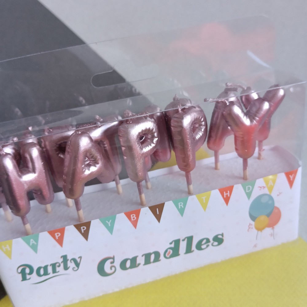Свечи для торта happy birthday розовое золото дутые Киев - изображение 6