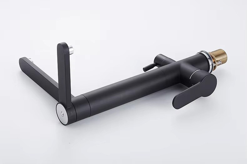 Змішувач для кухні з підключенням до фільтра латунний, з нержавіючої сталлю з бічними важелями, колір чорний Кам'янець-Подільський - фото 2