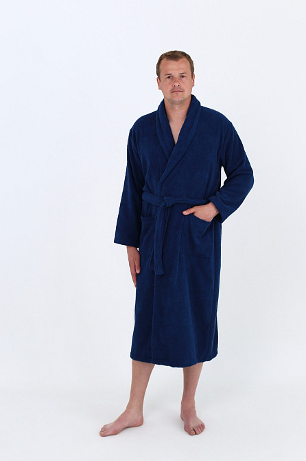 Чоловічий махровий халат M Ideal Textile темно-синій (56860774) Чернівці - фото 1