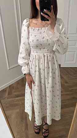 Жіноча сукня міді з відкритими плечима з мусліну Вишні XS/S Харків