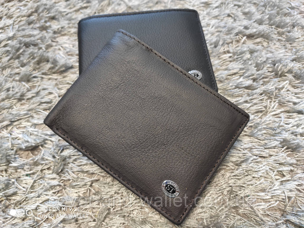 Удобный мужской портмоне без застежки коричневого цвета ST Leather Киев - изображение 1