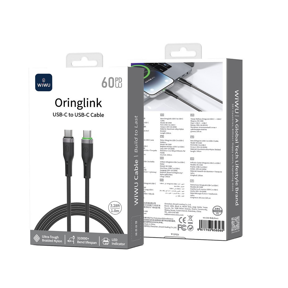 Кабель WIWU 60W OringLink Series Nylon Braided Cable Wi-C069 C-C 1M Одеса - фото 2
