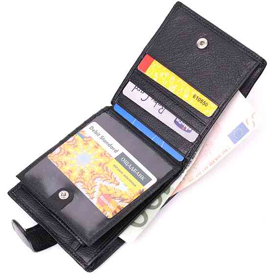 Отменный горизонтальный бумажник для мужчин из натуральной кожи ST Leather 22465 Черный Киев