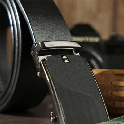 Ремінь Vintage Чоловічий з матовою чорною вставкою на пряжці Чорний (20319) Вінниця - фото 8