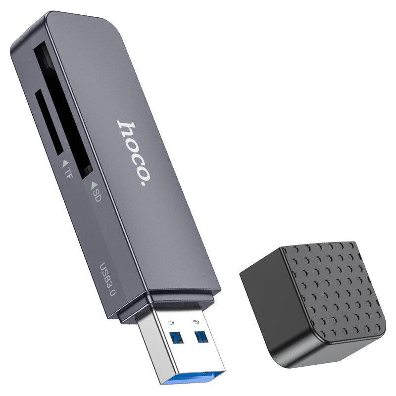 Картрідер HOCO HB45 Spirit 2-in-1 USB 3.0 card reader Metal Gray Одесса - изображение 3