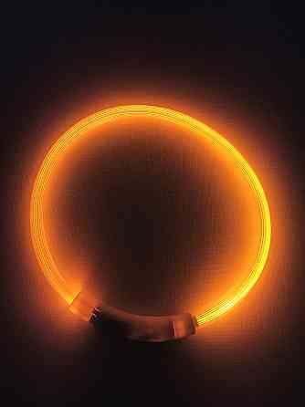 Светящийся ошейник для собак или котов с USB зарядкой имеет три режима свечения М 50 см желтый Киев