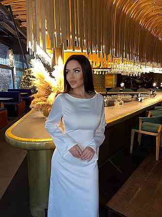 Жіноча стильна довга елегантна сукня дабл шовк Молочний, 46/48 Одеса