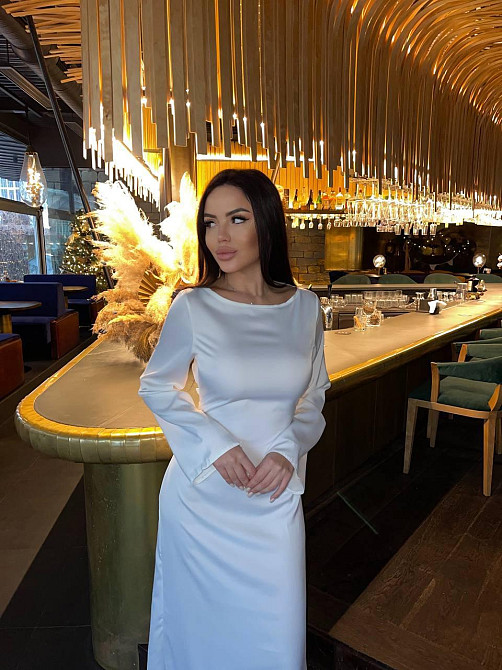 Жіноча стильна довга елегантна сукня дабл шовк Молочний, 46/48 Одеса - фото 3