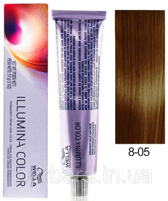 Краска для волос  Wella Illumina Сolor  8/05 светлый блонд натуральный махагоновый Киев - изображение 1