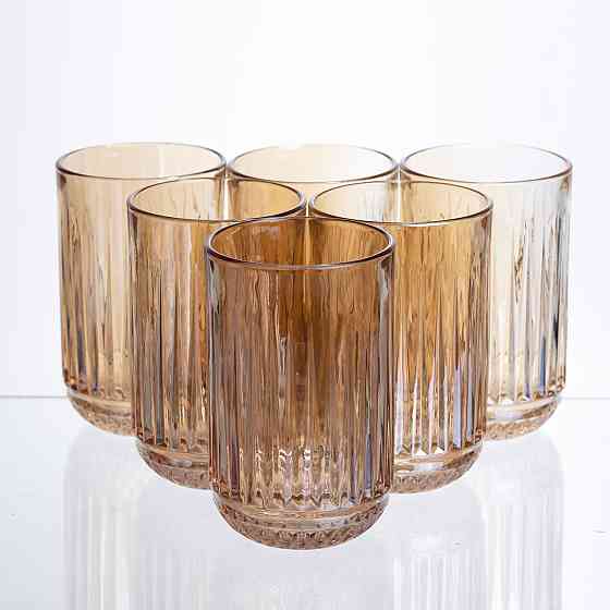 Набір склянок із товстого скла 6 штук по 400 мл бурштиновий HP-19-247 Коломия