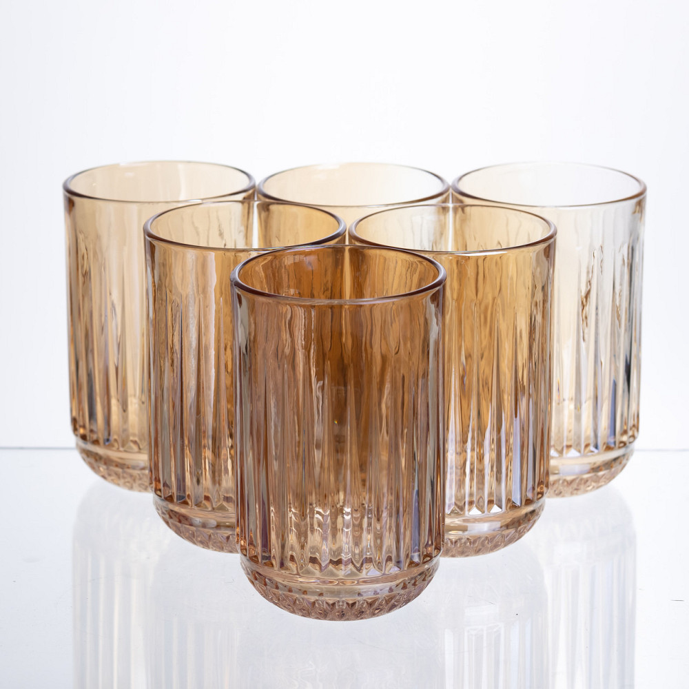 Набір склянок із товстого скла 6 штук по 400 мл бурштиновий HP-19-247 Коломыя - изображение 1