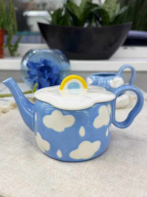 Чайник заварювальний керамічний Olens "Біла хмаринка" 900 мл (функц. 700 мл) 8030-444 Київ - фото 4