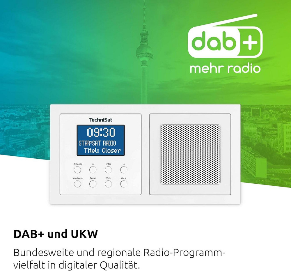 Радіо TechniSat DigitRadio UP1 білий DAB+ FM Bluetooth вбудовуване у подвійний підрозетник з будильником 2 Вт цифрові радіостанції Київ - фото 7
