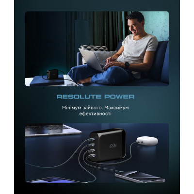 Зарядное устройство Armorstandart ARP-131 Resolute Power USB-C 100W GaN Black (ARM70024) Винница - изображение 6