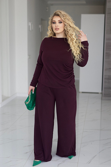 Жіночий базовий костюм з широкими штанами "Profit" | Норма і батал Марсала, 42-44 Київ - фото 5