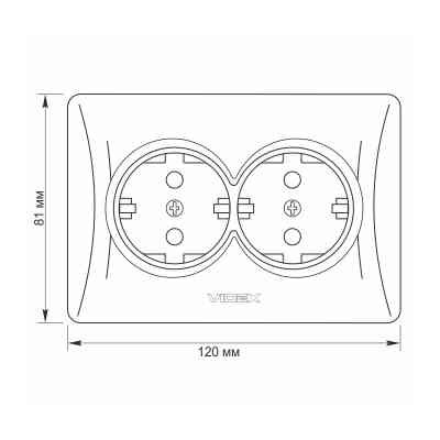 Розетка Videx BINERA 2ая с заземлением черн (VF-BNSK2G-BG) Вінниця