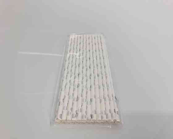 Соломка паперова трубочка 25шт срібні конфетті (1 шт) Харків