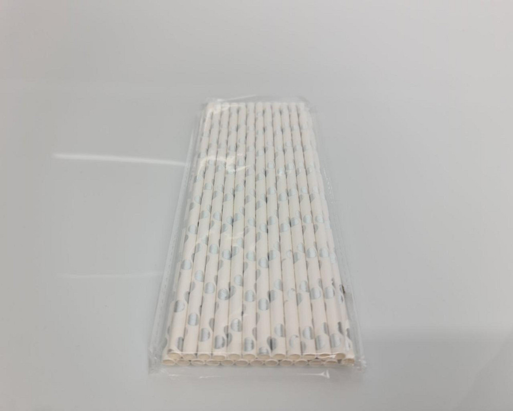 Соломка паперова трубочка 25шт срібні конфетті (1 шт) Харків - фото 2