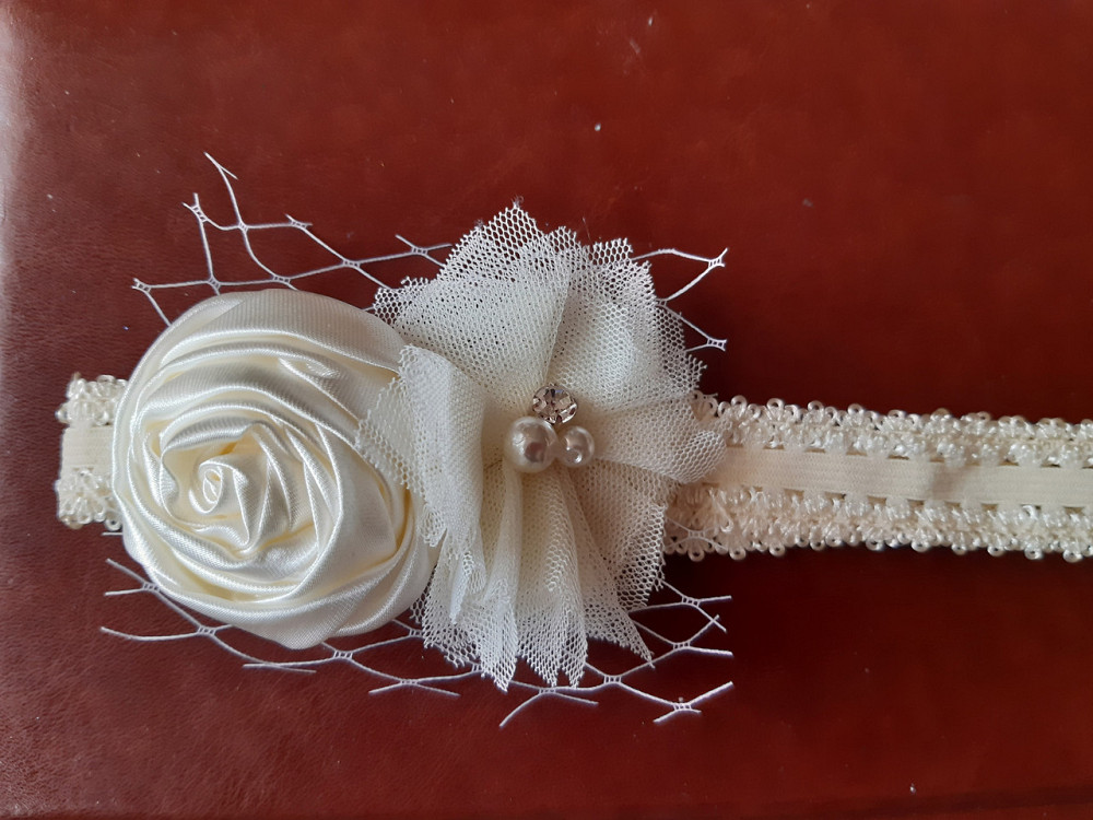 Детская айвори повязка - размер универсальный (на резинке), декор 8см Киев - изображение 1