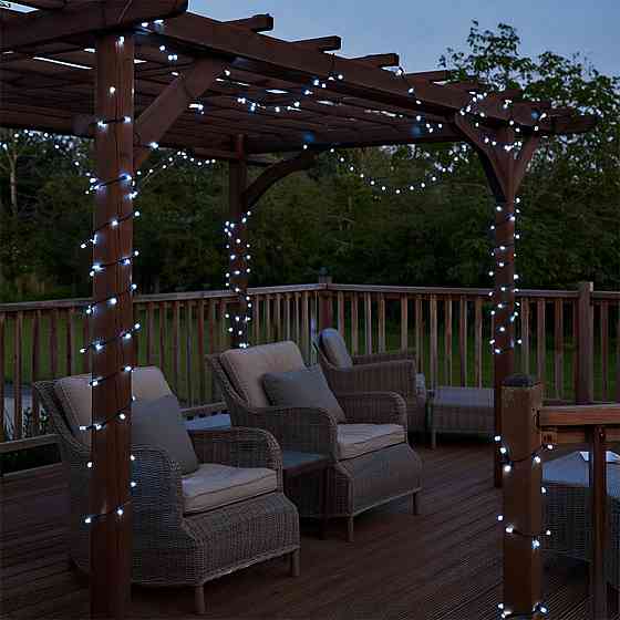 Новорічна гірлянда вулична 50 м 500 LED з сонячною батареєю чорний провід Білий SB500L50MBW Київ