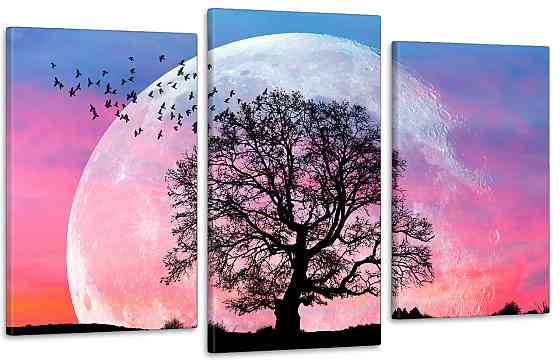 Модульная картина в гостиную / спальню    Дерево в місяці  Art-722_3 Киев