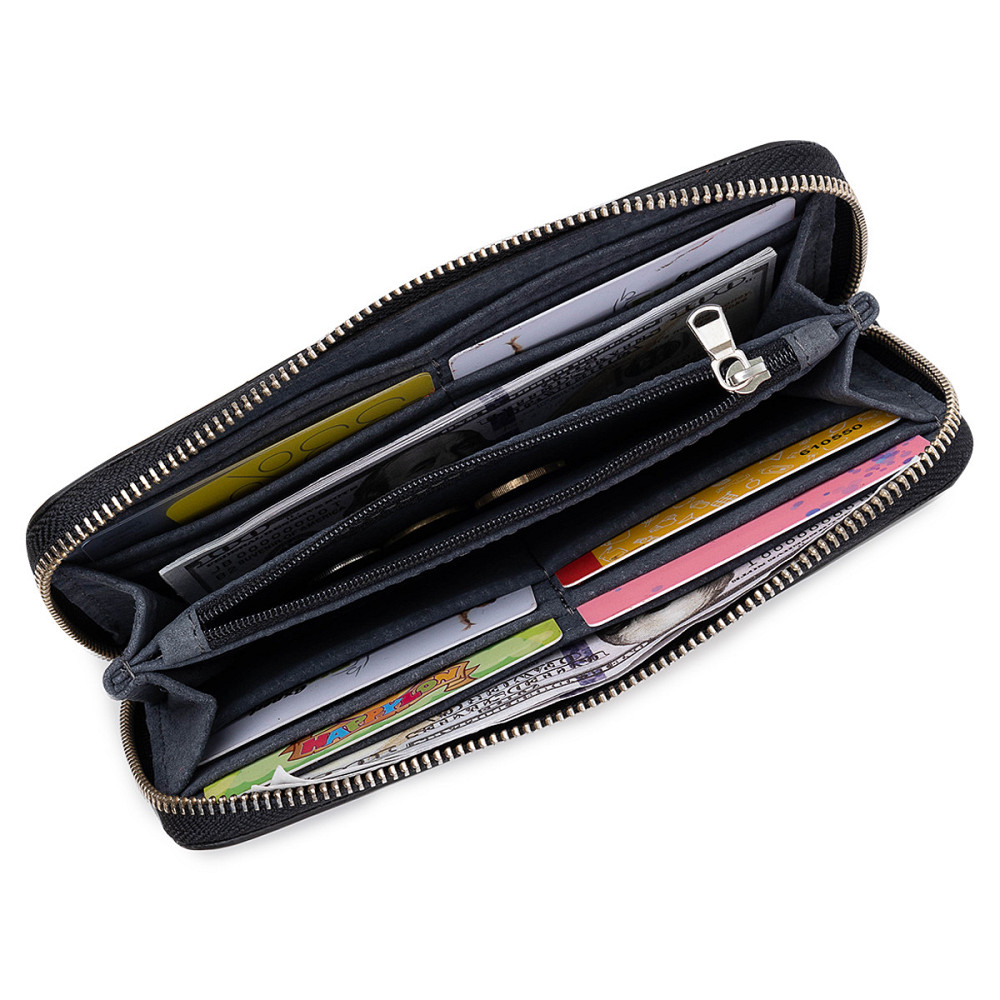 Кожаный женский кошелек на молнии Черный (GRANDE PELLE) Киев - изображение 10