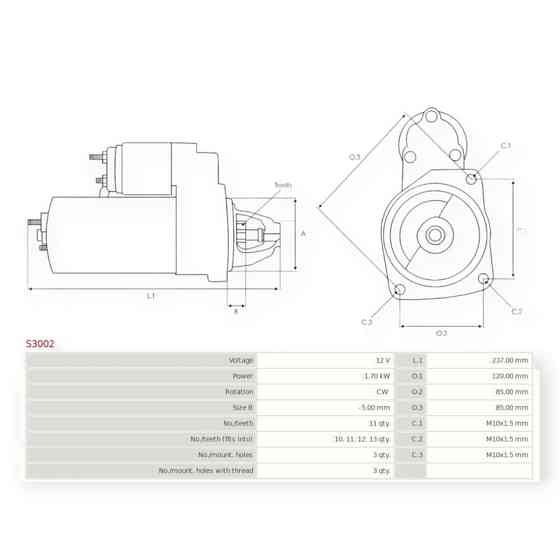 Стартер автомобіль Сітроен Berlingo, автомобіль Фіат Scudo, Пежо Partner 1.9, 2.0D (1996-) (1.7кВт, 11 зуб) Мукачево