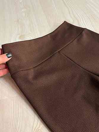 Лосины женские Cosmos 826 утепленые в рубчик на флисе с широким поясом коричневые, коричневый, 2XL Киев