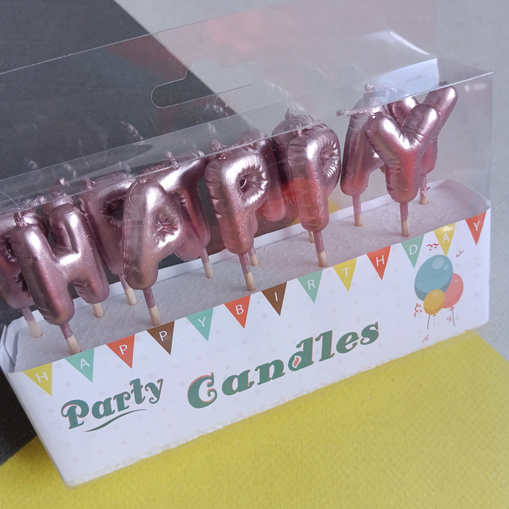 Свечи для торта happy birthday розовое золото дутые Киев - изображение 5