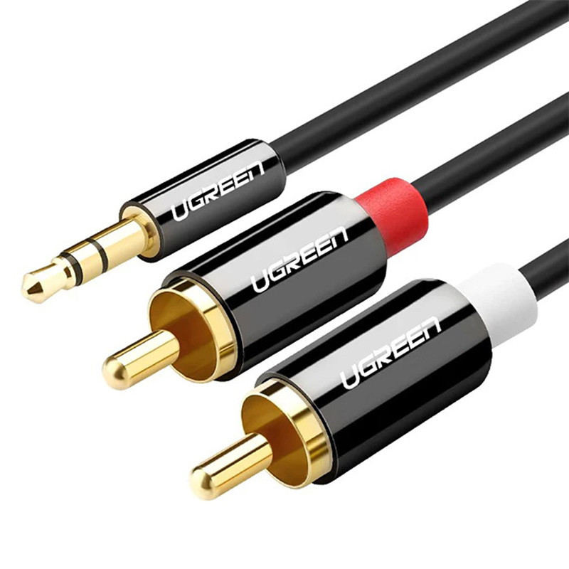 Аудио кабель 3.5 mm to 2RCA стерео разветвитель Ugreen AV116 10590 (Черный, 3м) Николаев - изображение 2