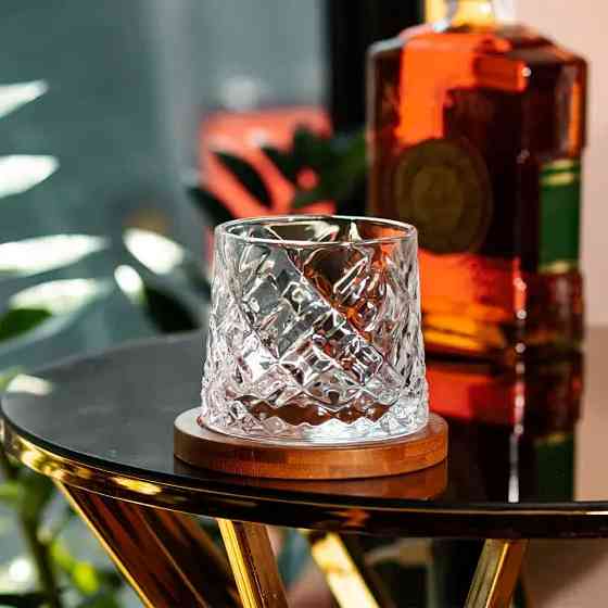 Yiwu Склянка для віскі Dof з бамбуковою підставкою, 300 мл, обертовий стакан Киев