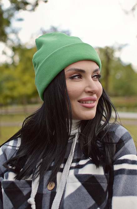 Женская зимняя шапка на флисе Зеленый Киев - изображение 3