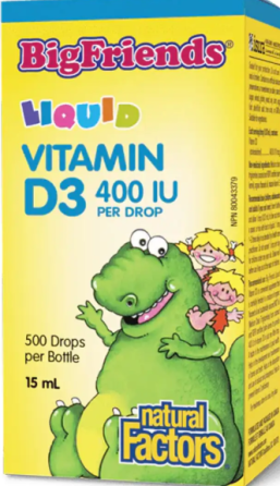 Вітамін Д3 для дітей Natural Factors BigFriends Liquid Vitamin D3 400 IU 15ml Київ