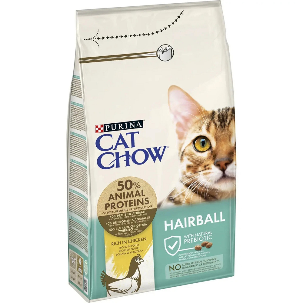Сухий корм CAT CHOW Hairball для дорослих котів для зменшення утворення кульок шерсті у травному тракті, з куркою, 1.5 кг Київ - фото 1