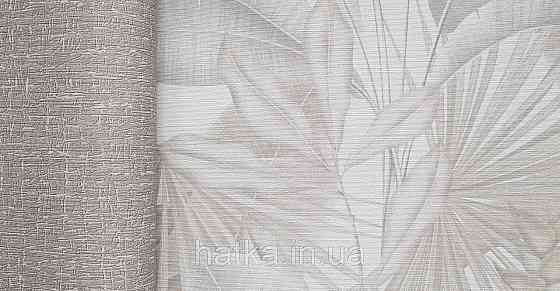 Обои виниловые на флизелине AS creation Della Natura метровые 1.06Х10 листья банана пальмы бежевые на белом Киев