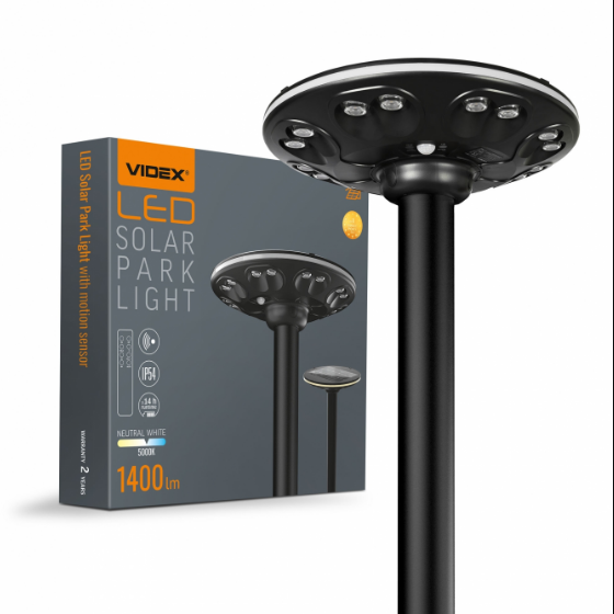 LED Ліхтар парковий автономний сенсорний IP54 1400Lm 5000+3000К VL-GLSO-1254-S Videx Житомир