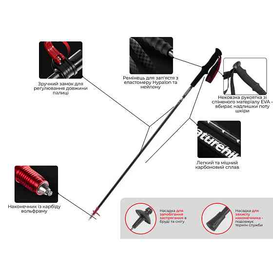 Трекінгова палиця Naturehike ST10 NH19S010-T, 120 см, блакитна Киев