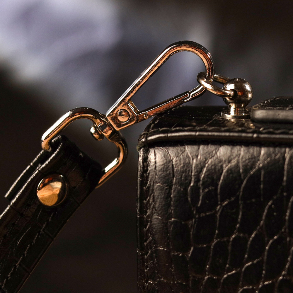 Стильная мужская барсетка на два отделения из натуральной фактурной кожи с тиснением под крокодила CANPELLINI 21570 Черная Киев - изображение 1