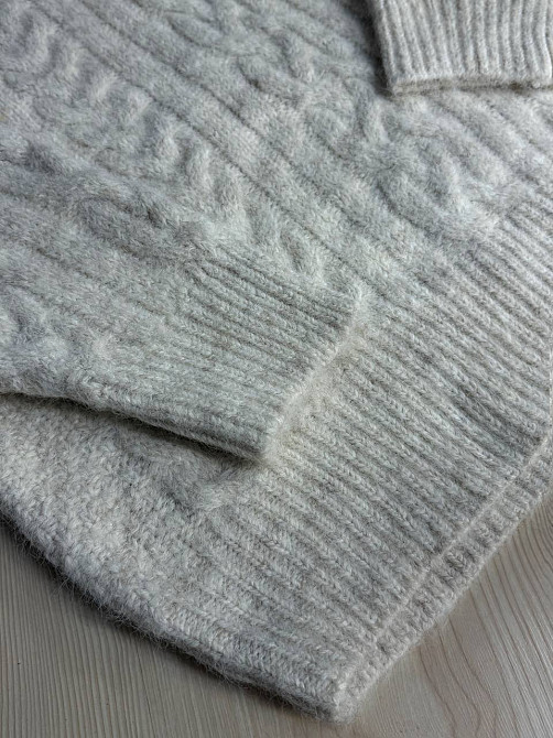 Светр жіночий A-N 3324 оверсайз крупна в’язка букле коси довгий one size, молочний, one size Київ - фото 9